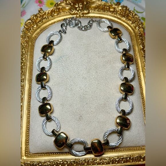 Designer Givenchy Goldtone & Silvertone Chain Link Necklace 20” - Picture 1 of 2